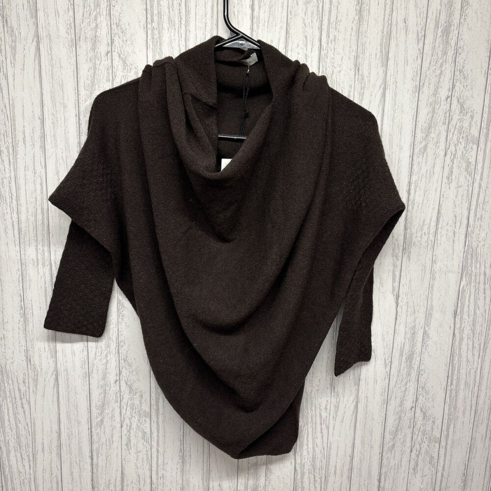 Womens Size XS Jaki London Asymmetrical Draped Back Seamless Sweater Brown NWT - Picture 7 of 12
